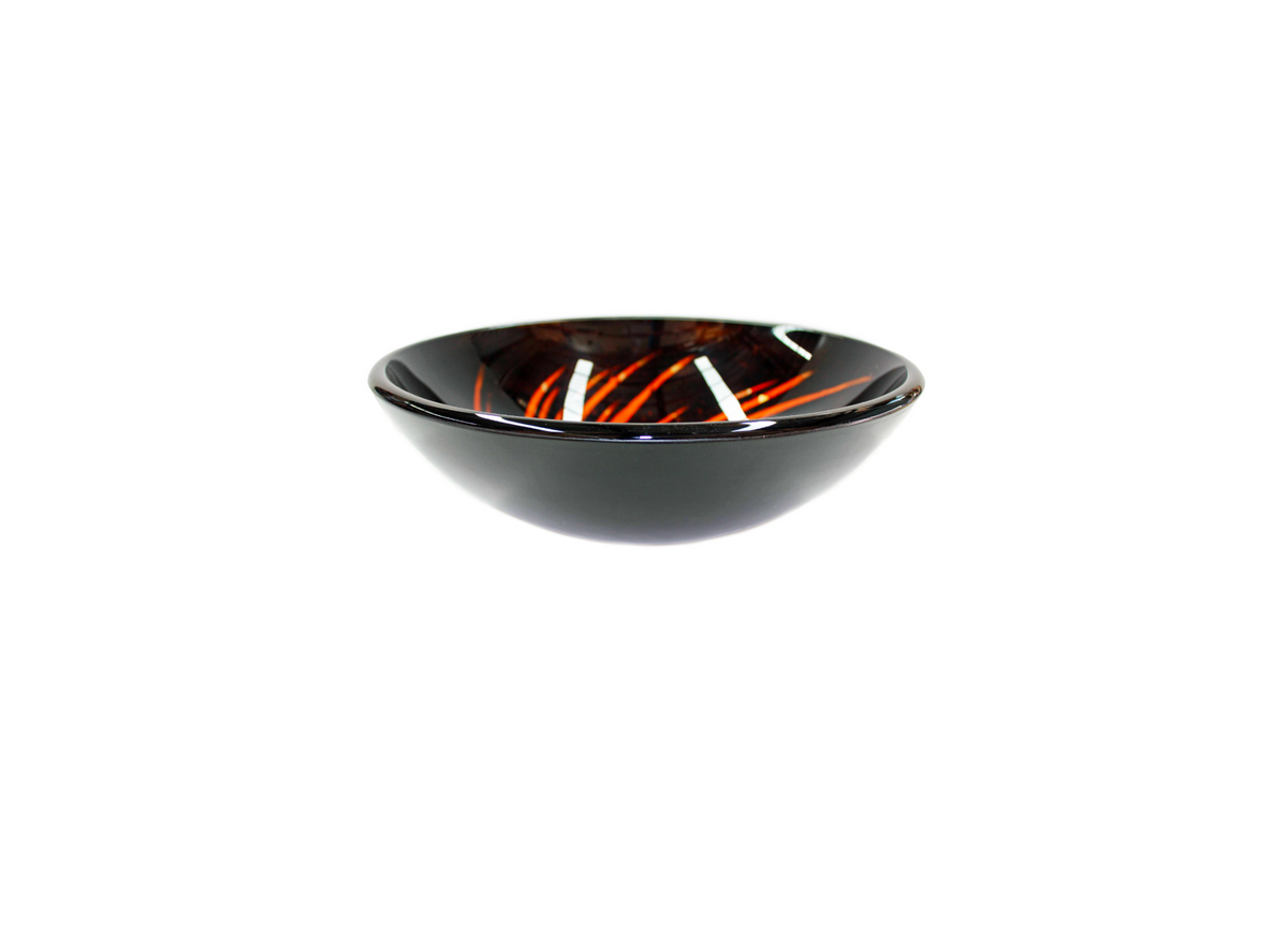 FIRESTORM 420*140 Brown * Orange * Gold Round Tempered Glass Countertop Vanity Basin