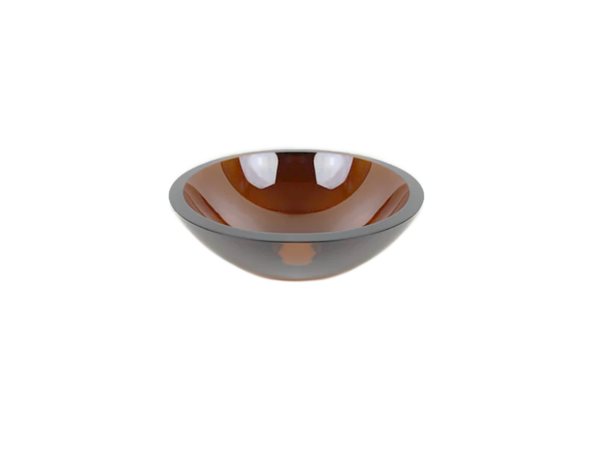 BROWN SHADE 310*130*19 (Compact) Brown Thick Edge Round Semi Translucent Tempered Glass Countertop Vanity Basin