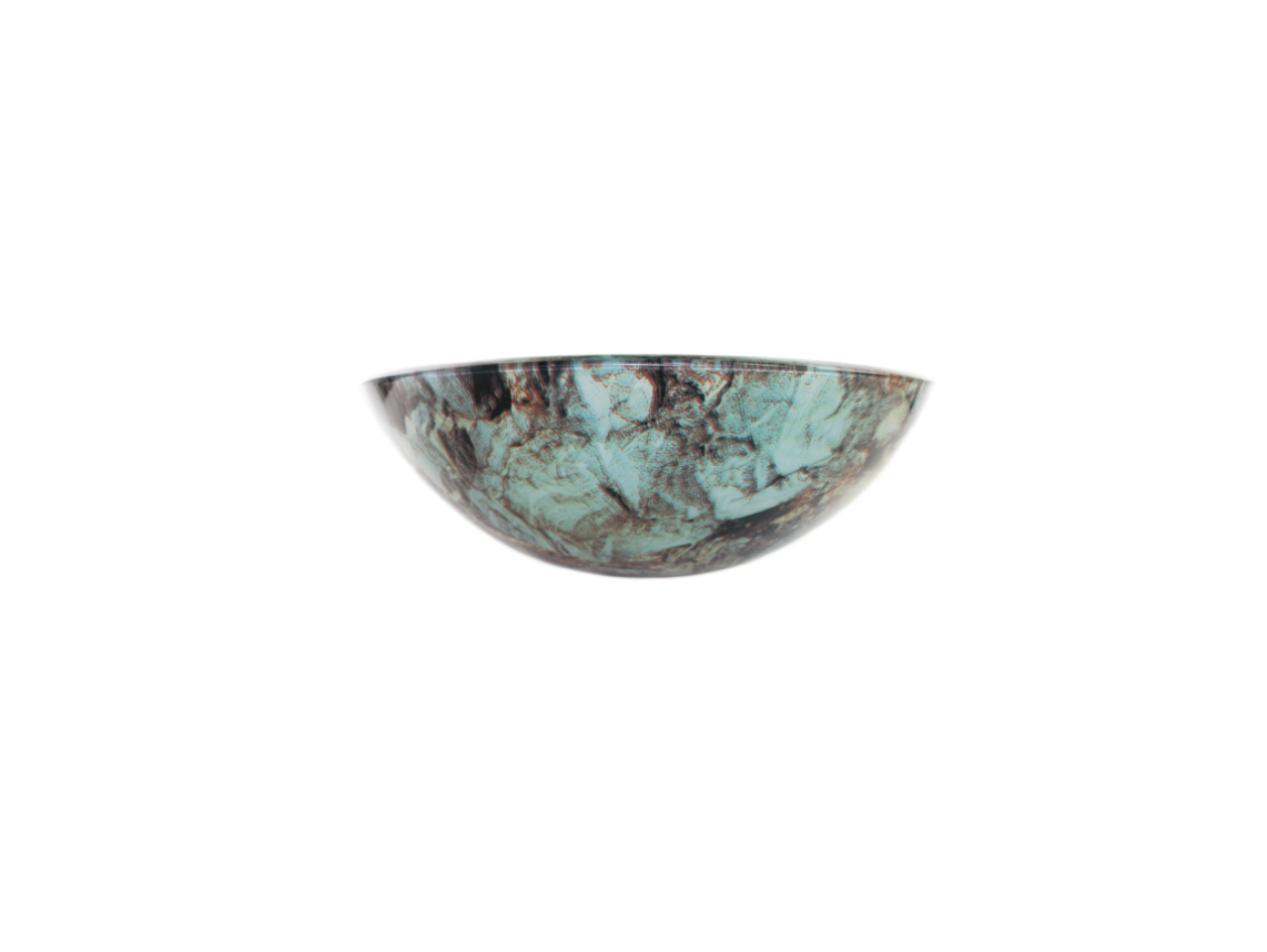 STORM (A) 420*140 Green Multi Earth Colours Round Double Layer Tempered Glass Countertop Vanity Basin