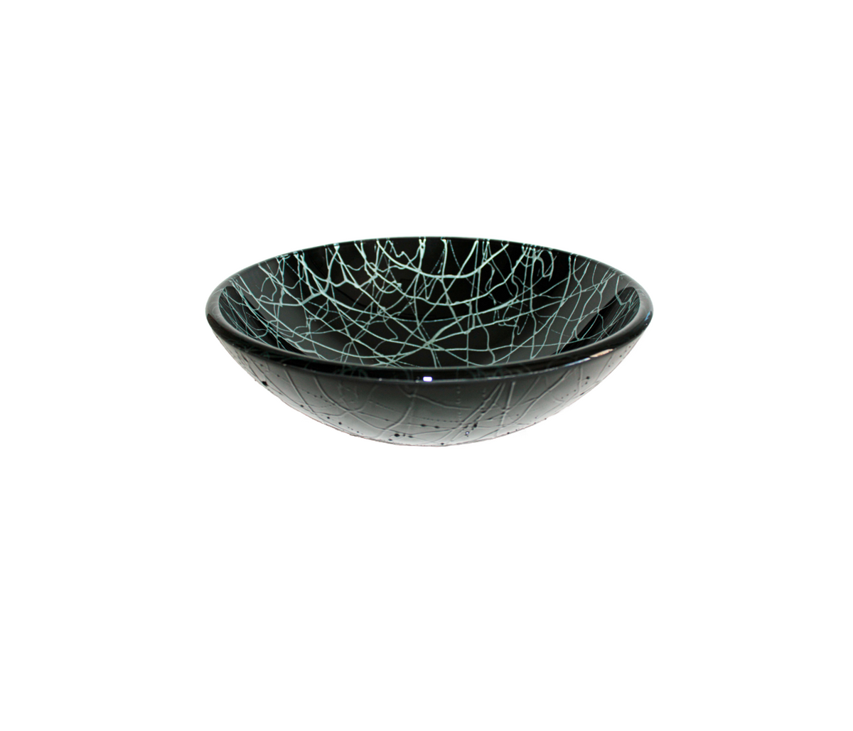 SILVER STRANGLE 420*140 Black * Silver Round Tempered Glass Countertop Vanity Basin