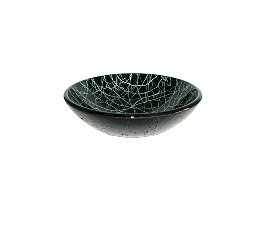 SILVER STRANGLE 420*140 Black * Silver Round Tempered Glass Countertop Vanity Basin