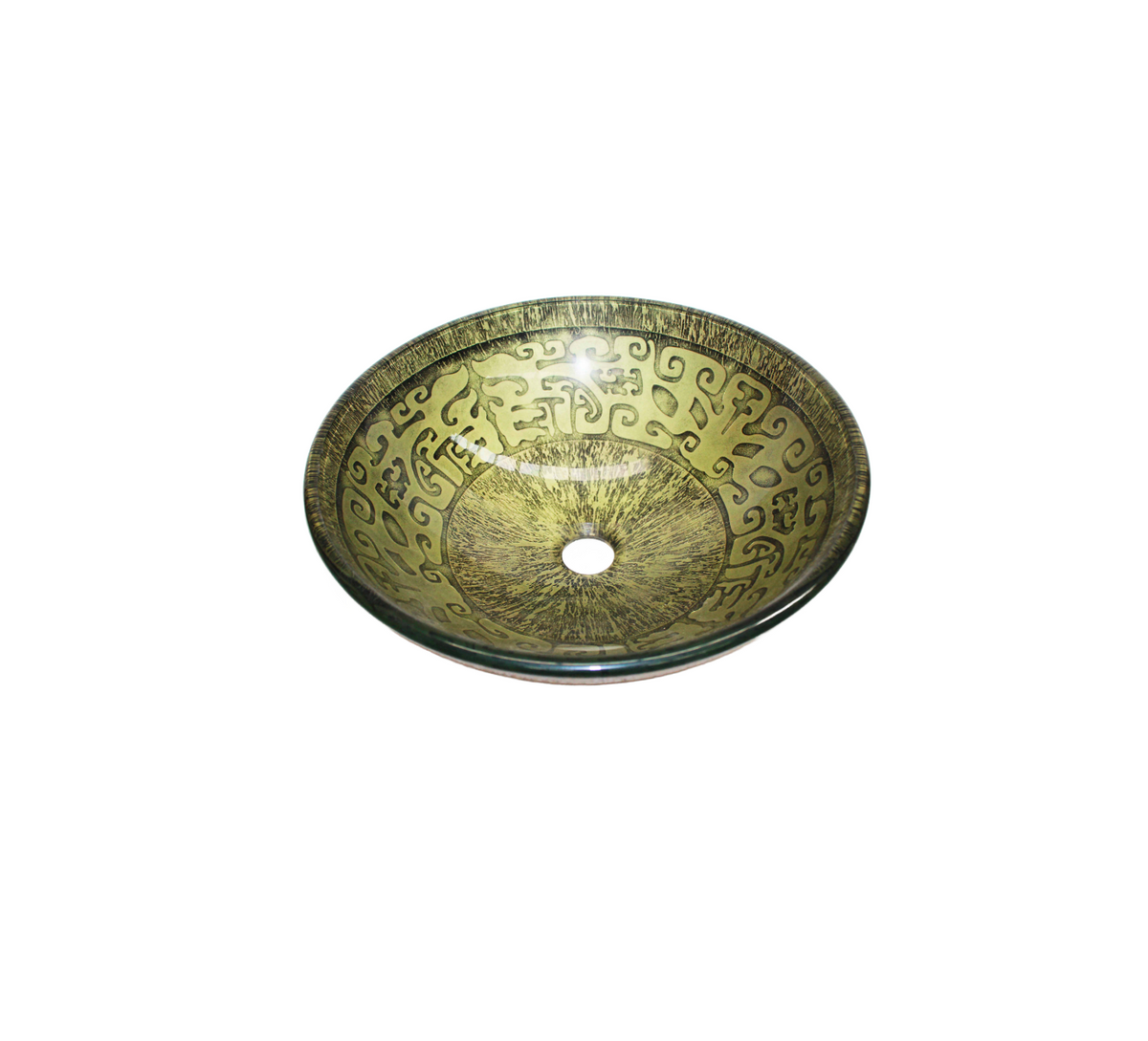 EMERALD RUST 420*140 Artisan Round Tempered Glass Countertop Vanity Basin