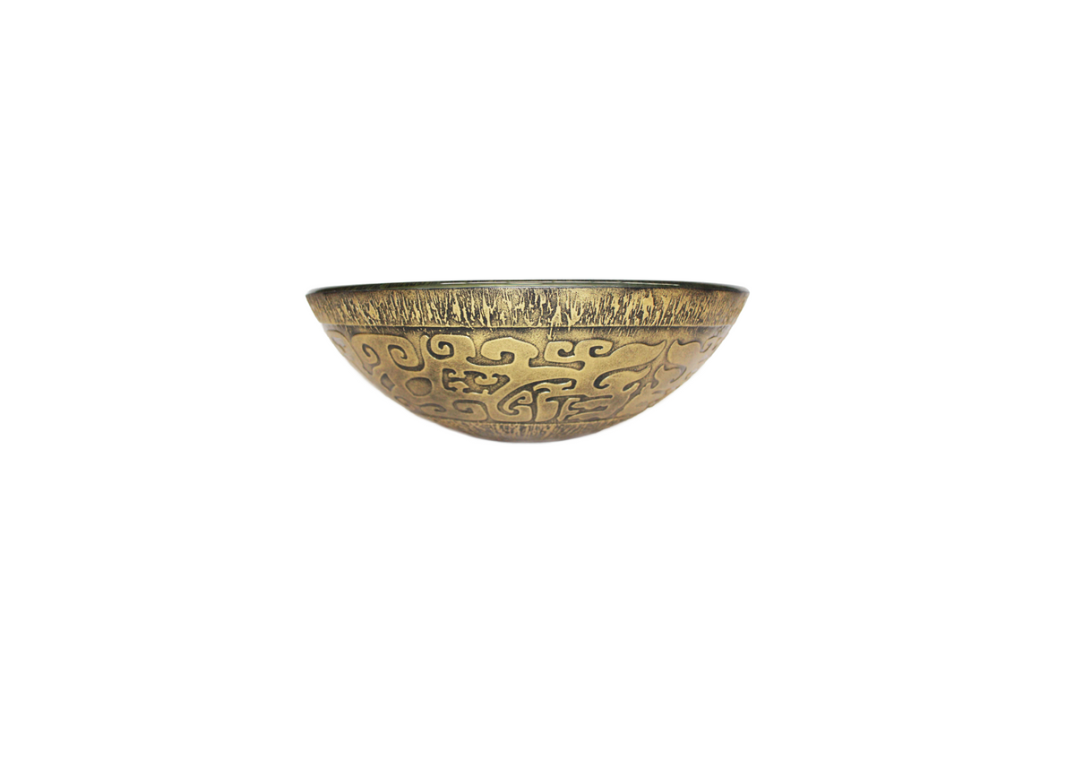 EMERALD RUST 420*140 Artisan Round Tempered Glass Countertop Vanity Basin