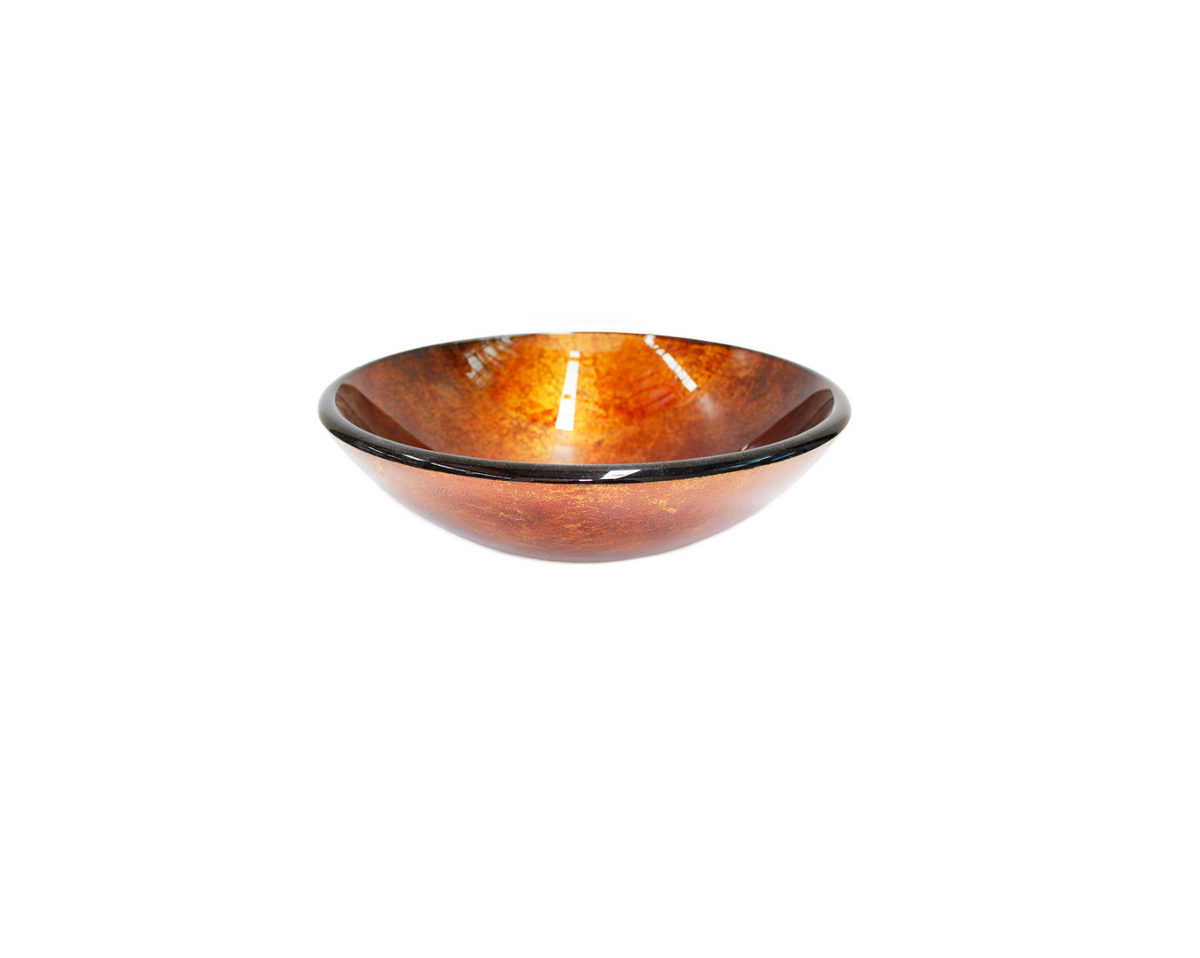 DUSTY GOLD 420*140 Brown Round Tempered Glass Countertop Vanity Basin