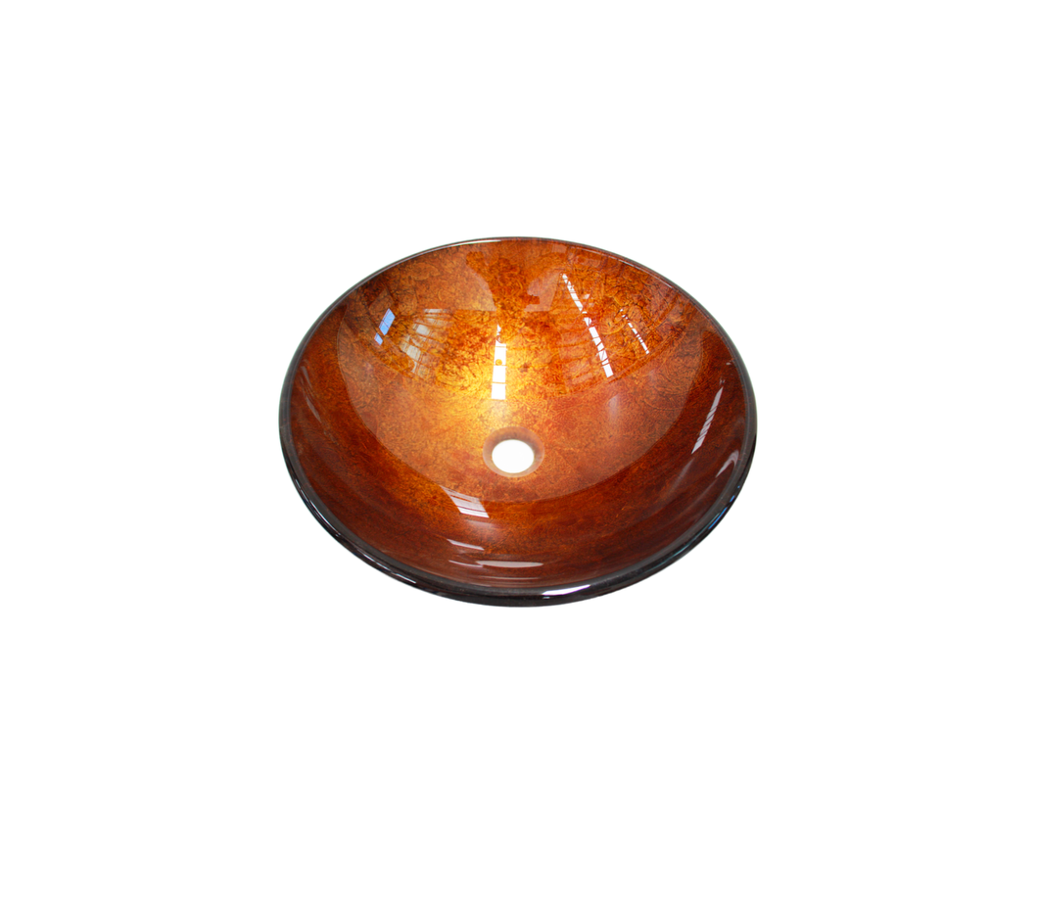 DUSTY GOLD 420*140 Brown Round Tempered Glass Countertop Vanity Basin