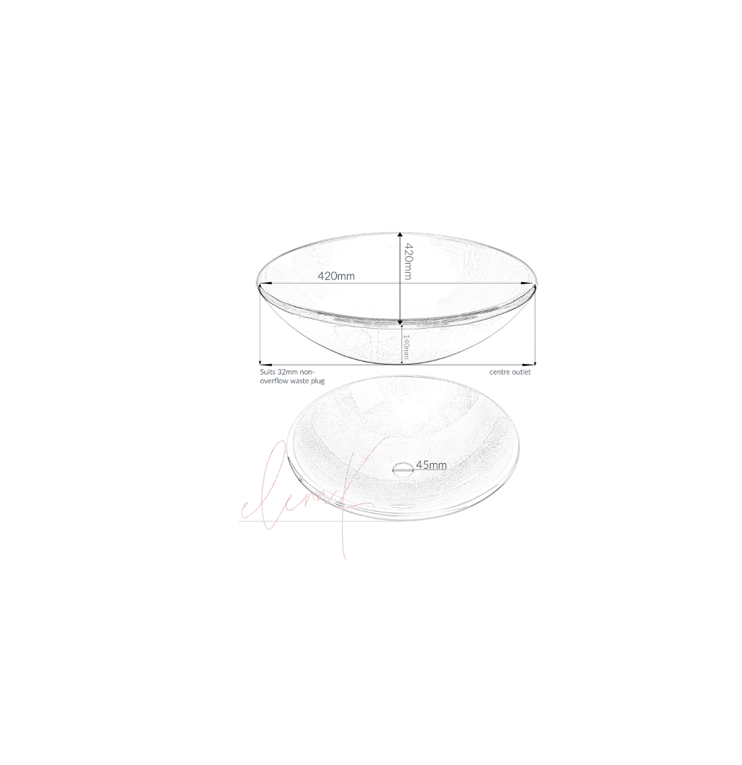 DUSTY GOLD 420*140 Brown Round Tempered Glass Countertop Vanity Basin