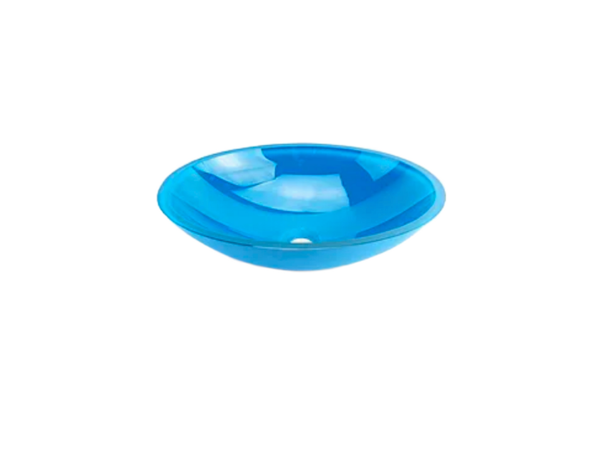 ICED BLUE 510*380*135 Oval Tropical Blue Tempered Glass Countertop Vanity Basin
