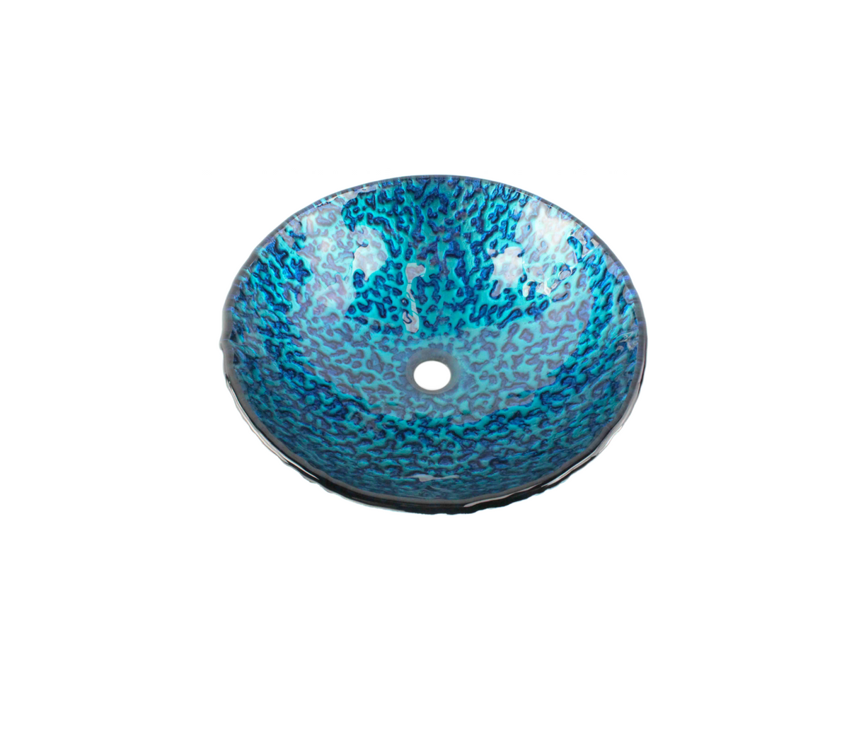VOLCANO BLUE (B) 420*140 Electric Blue Round Tempered Glass Countertop Vanity Basin