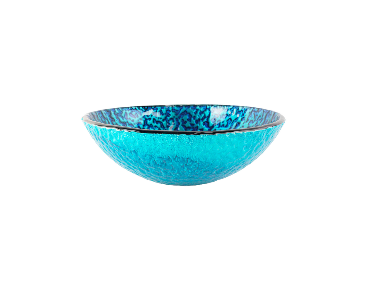 VOLCANO BLUE (B) 420*140 Electric Blue Round Tempered Glass Countertop Vanity Basin