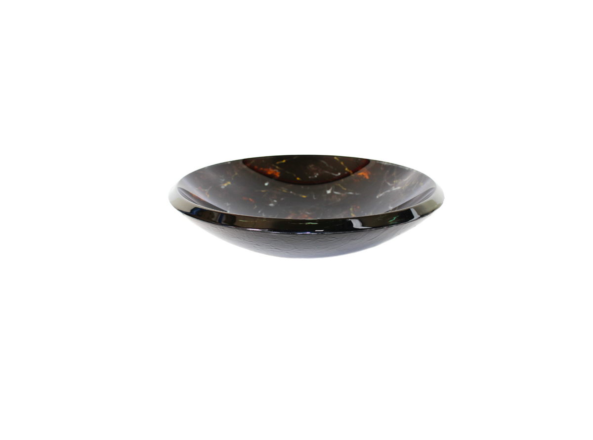 DYNASTY 455*125*19 Black Speck Multi Round Thick Edge Low Line Tempered Glass Countertop Vanity Basin