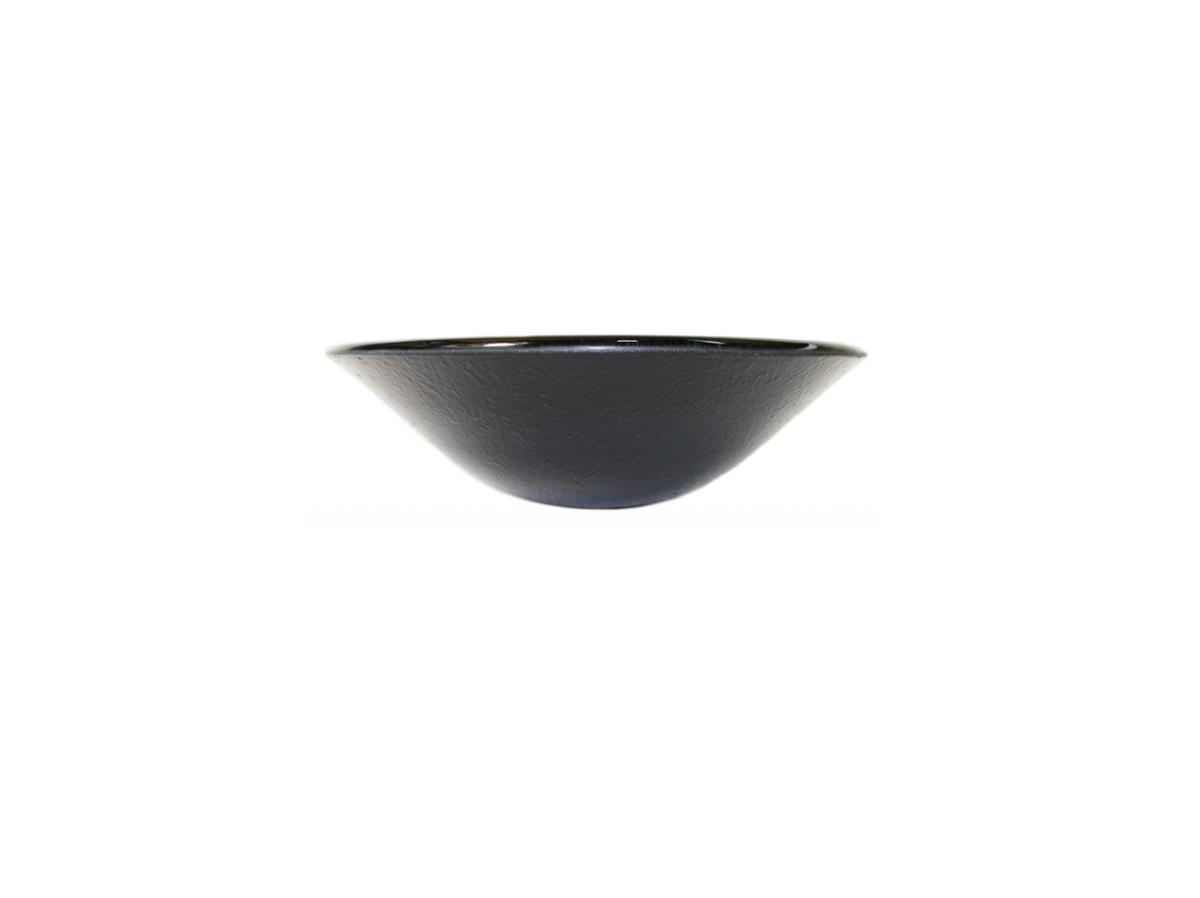 TROJAN 445*140 Black * Silvery Gold Round Tapered Curve Tempered Glass Countertop Vanity Basin