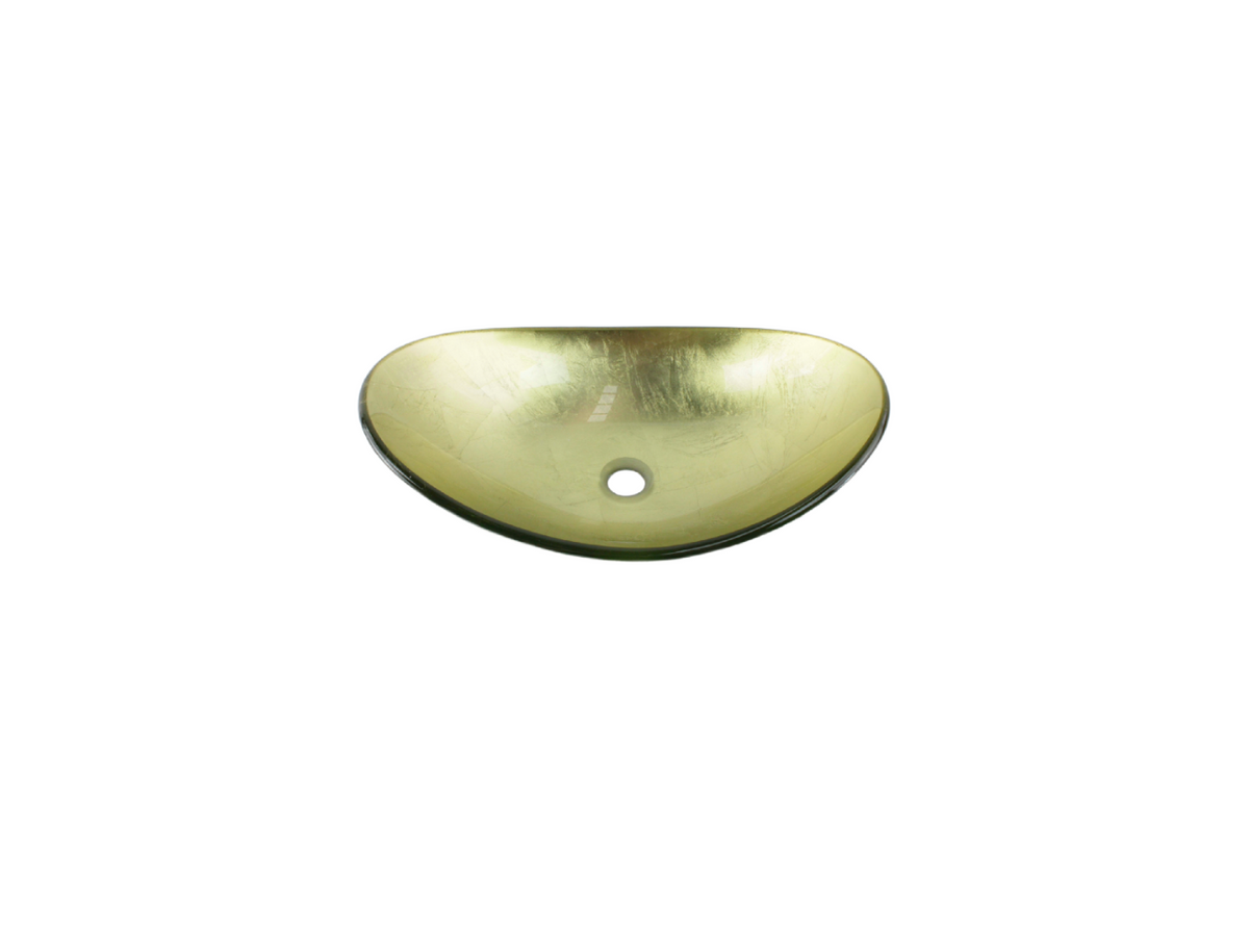 PURE GOLD 540*365*120/165 Gold Tapered Oval Tempered Glass Countertop Vanity Basin