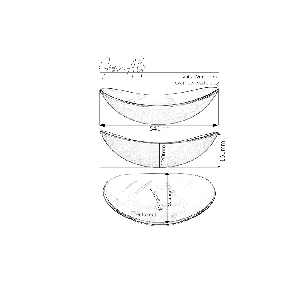 PURE GOLD 540*365*120/165 Gold Tapered Oval Tempered Glass Countertop Vanity Basin