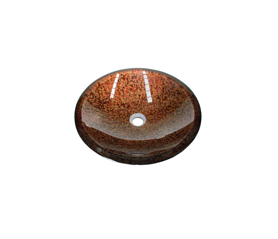 GEM STONE 450*110 Brown Black External Etch Speckled Round Low Line Tempered Glass Countertop Vanity Basin