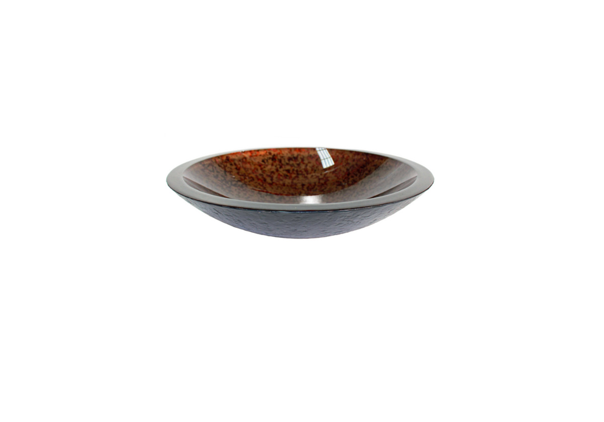 GEM STONE 450*110 Brown Black External Etch Speckled Round Low Line Tempered Glass Countertop Vanity Basin
