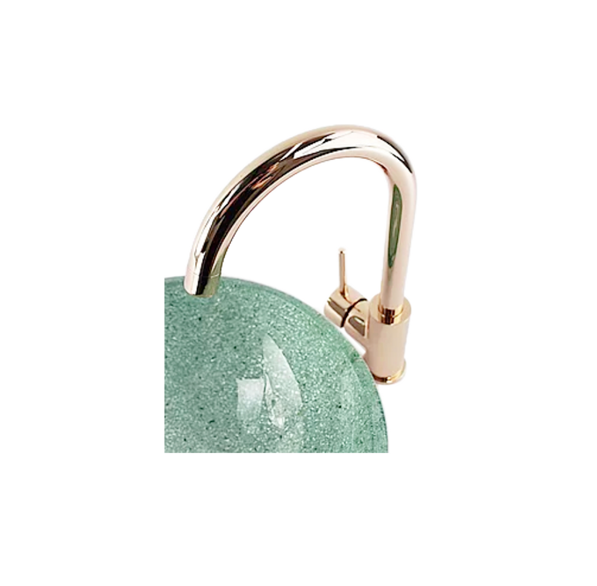 MONIQUE 420*145 Silvery Green Round External Speckled Etch Tempered Glass Countertop Vanity Basin
