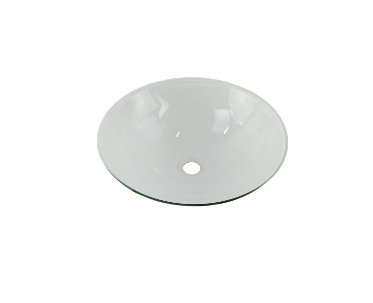 PURE WHITE 420*140 White Round Double Layered Glass Countertop Vanity Basin