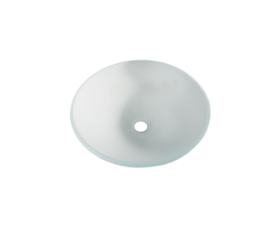 WHITE SHADE 420*140 White Frosted Round Tempered Glass Countertop Vanity Basin