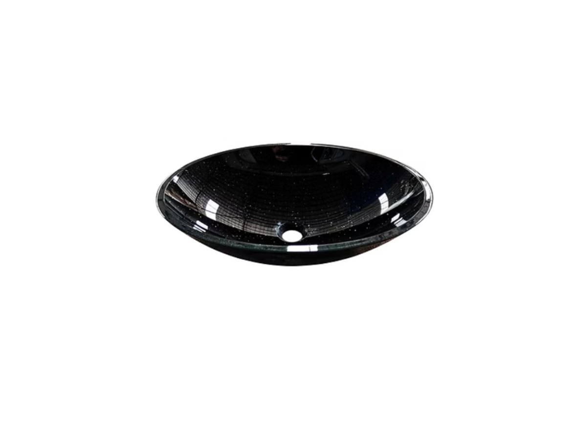BLACK GALAXY 510*380*140 Oval Speckled Black Tempered Glass Countertop Vanity Basin