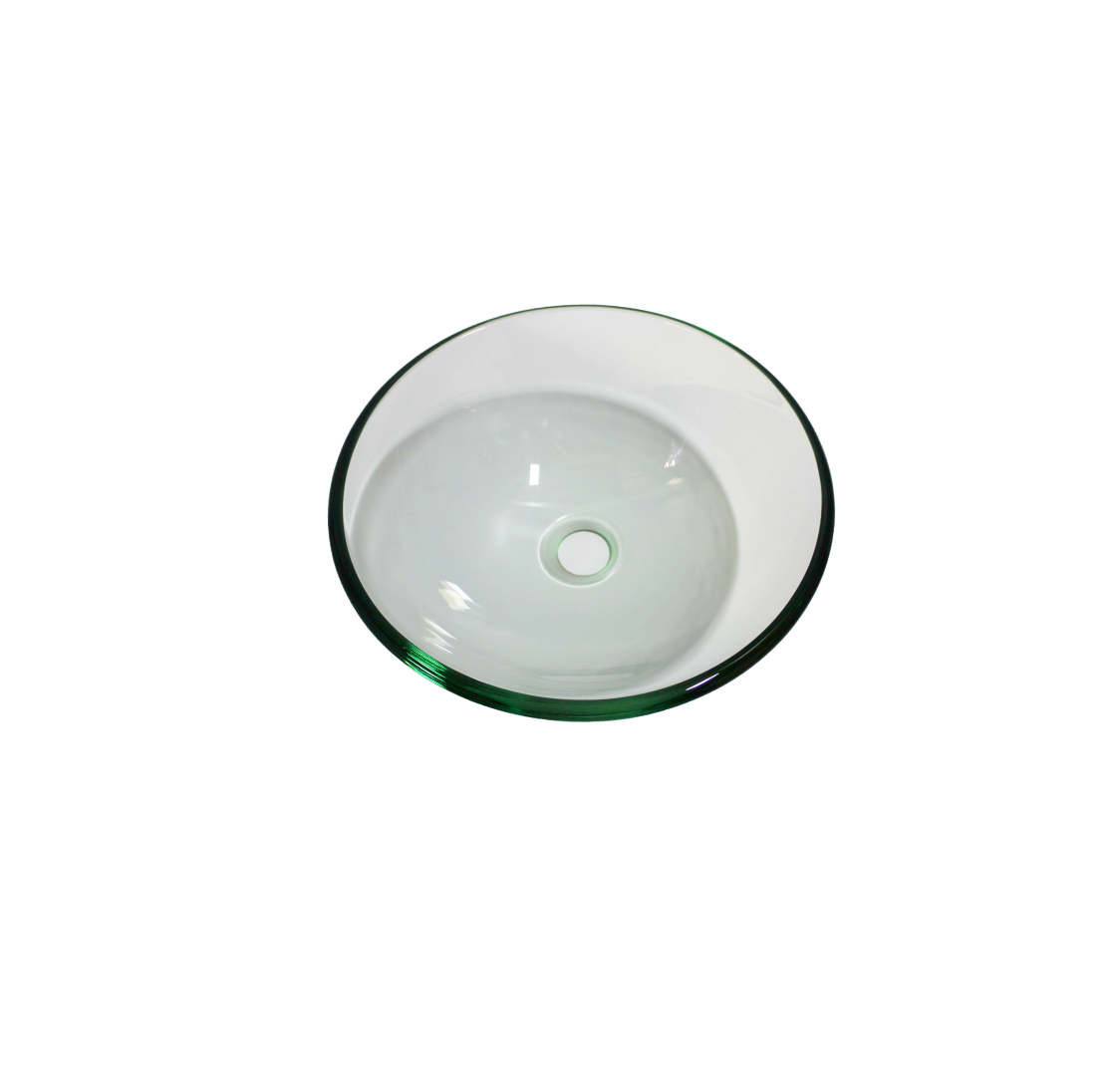 CLEAR SWISS (S) 350*135 Compact Translucent Round Tempered Glass Countertop Vanity Basin