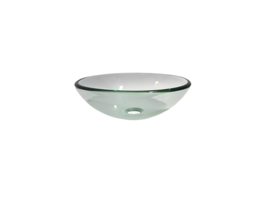 CLEAR SWISS (S) 350*135 Compact Translucent Round Tempered Glass Countertop Vanity Basin