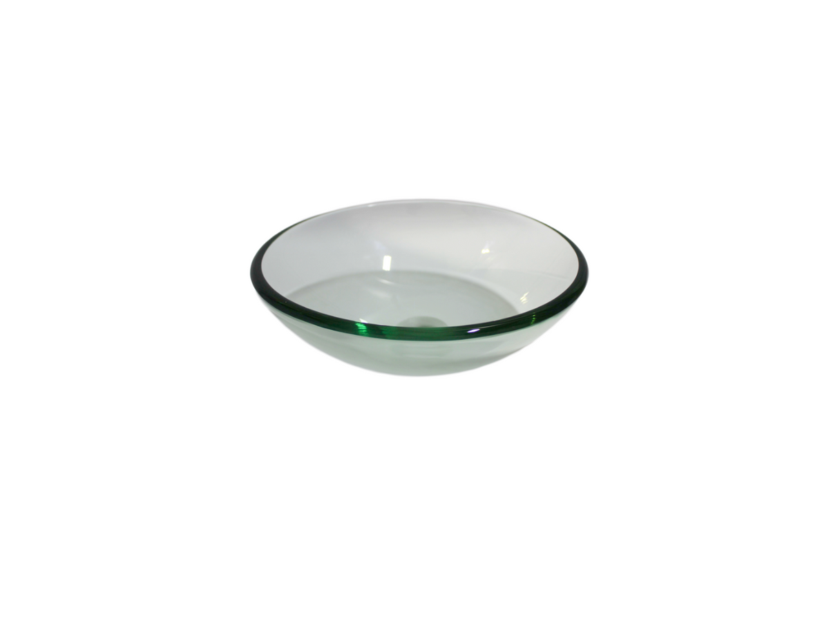 CLEAR SWISS (S) 350*135 Compact Translucent Round Tempered Glass Countertop Vanity Basin