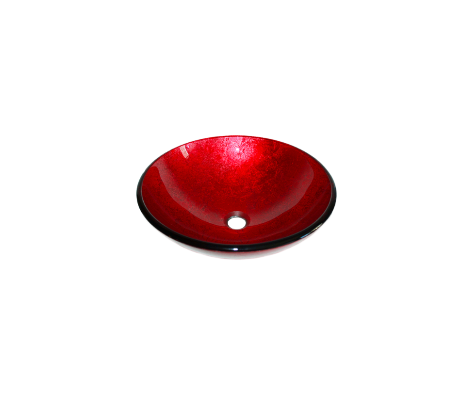 FURNACE 420*140 Red Round Tempered Glass Countertop Vanity Basin
