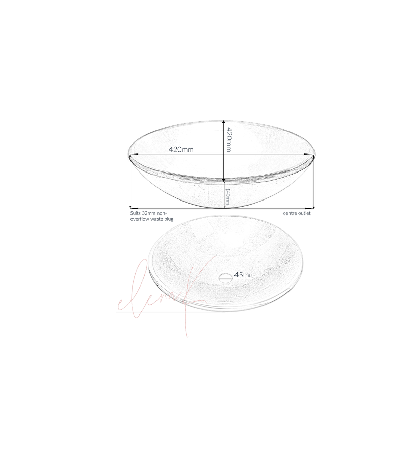 FURNACE 420*140 Red Round Tempered Glass Countertop Vanity Basin