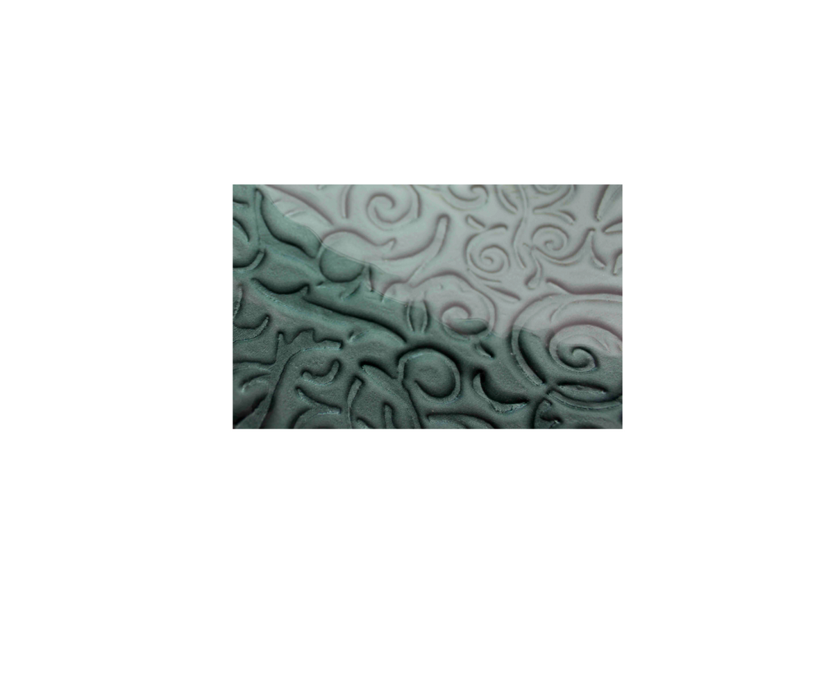 RENAISSANCE EMERALD 420*140 Deep Dark Green Round Patterned Etch Round Tempered Glass Countertop Vanity Basin
