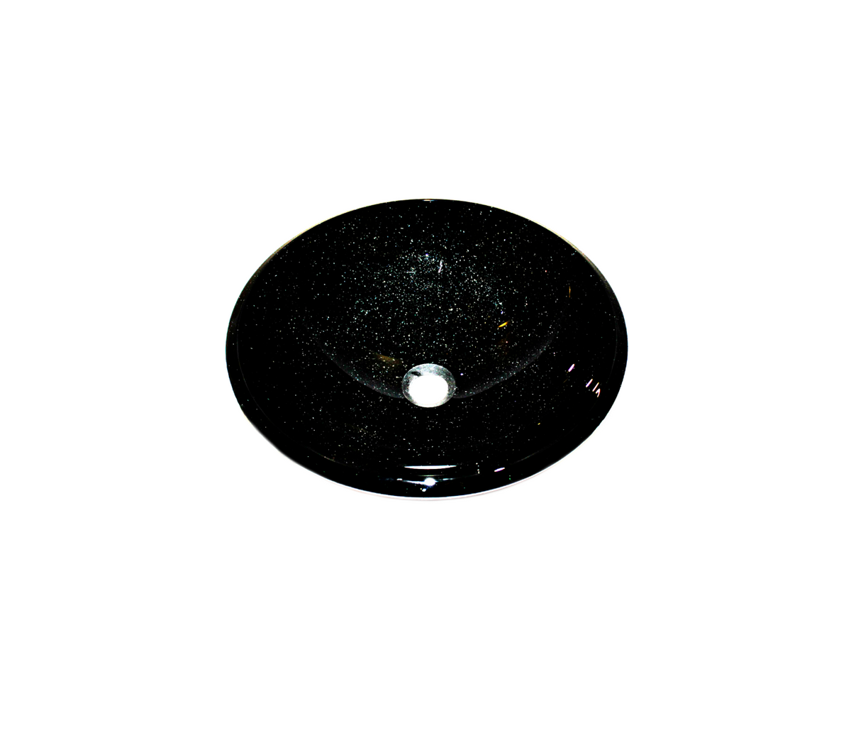BLACK GALAXY (THICK EDGE) 420*140 Round Speckled Black Thick Edge Black Glass Countertop Vanity Basin