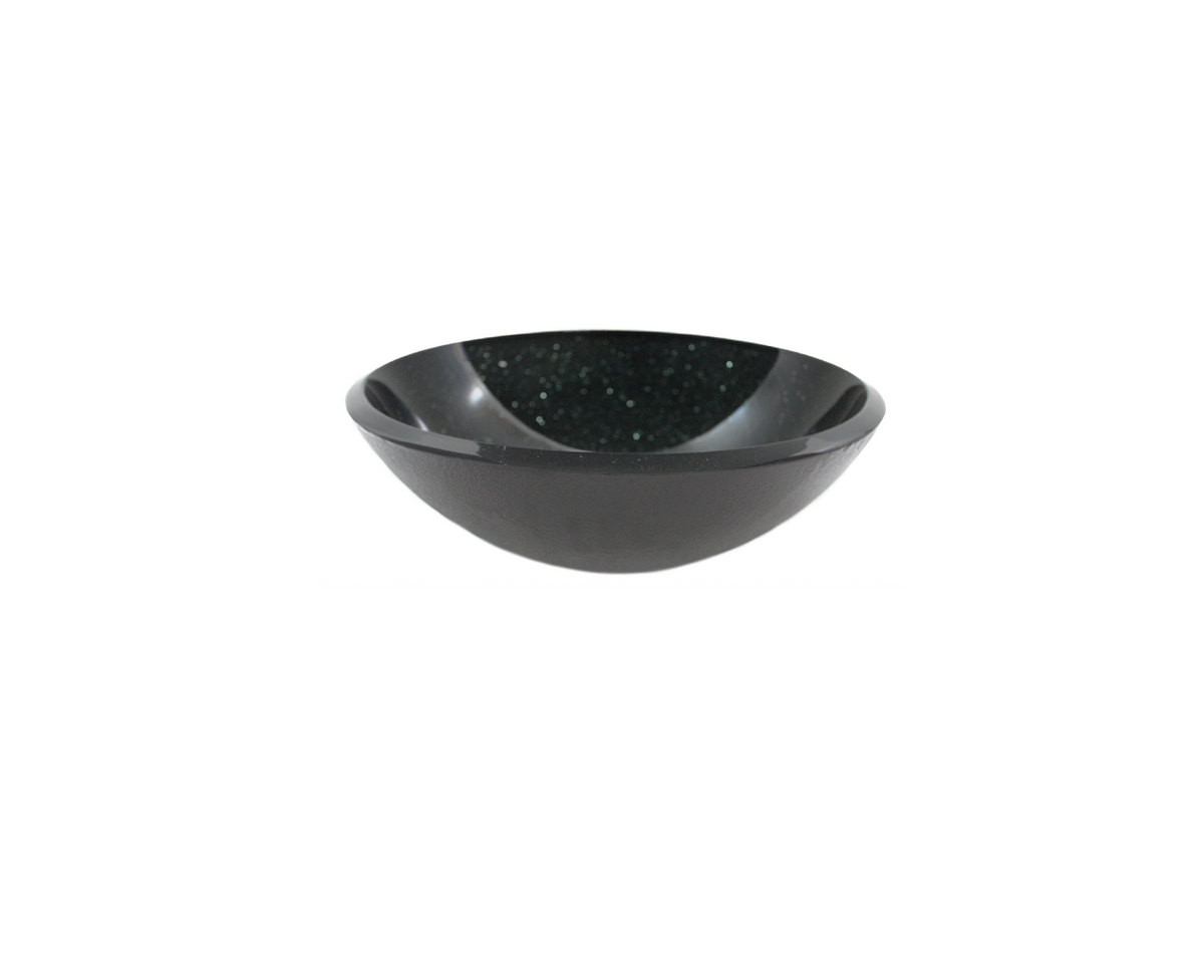 BLACK GALAXY (STRAIGHT EDGE) 420*140 Round Speckled Black Tempered Glass Countertop Vanity Basin