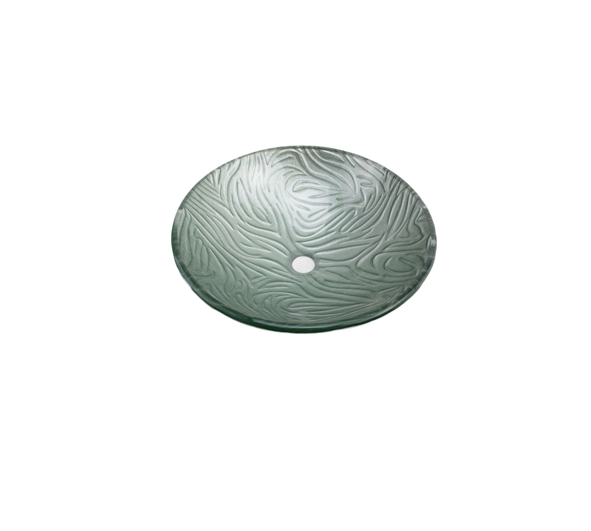RADISSON 420*140 Silver Round Etched Tempered Glass Countertop Vanity Basin