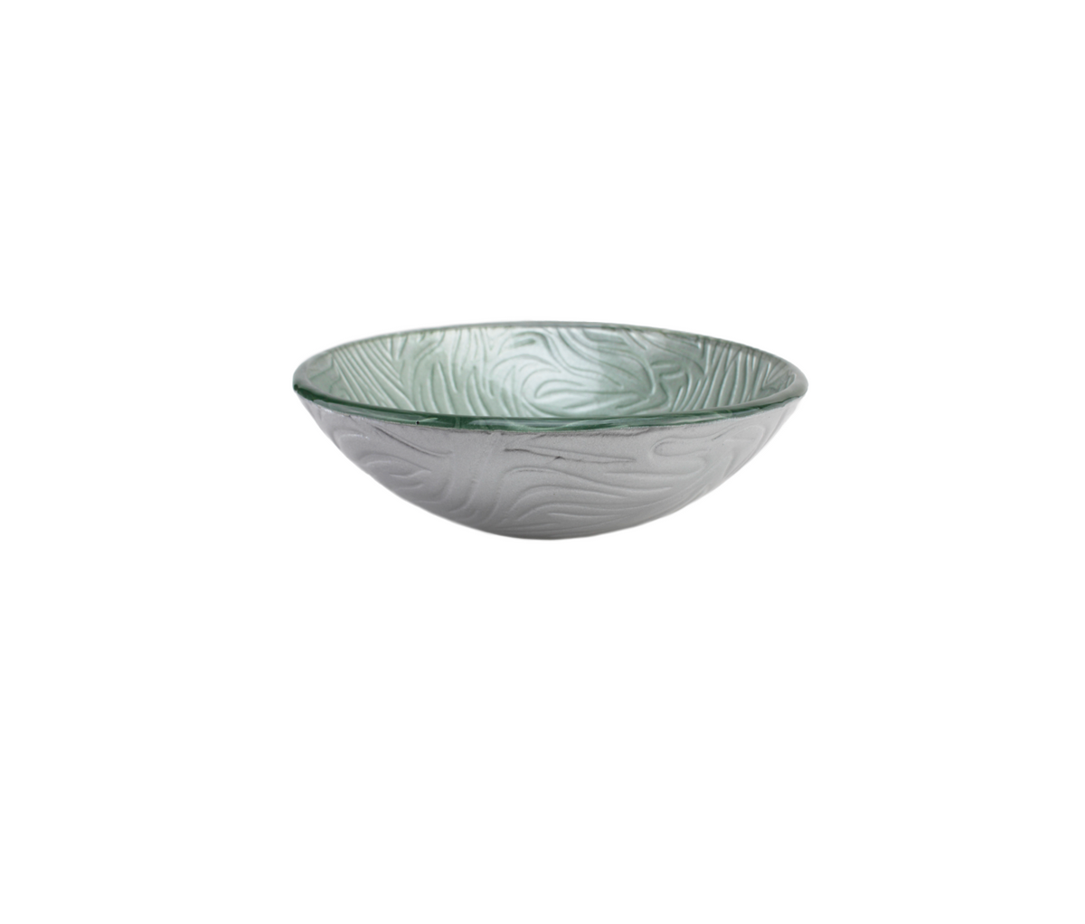 RADISSON 420*140 Silver Round Etched Tempered Glass Countertop Vanity Basin