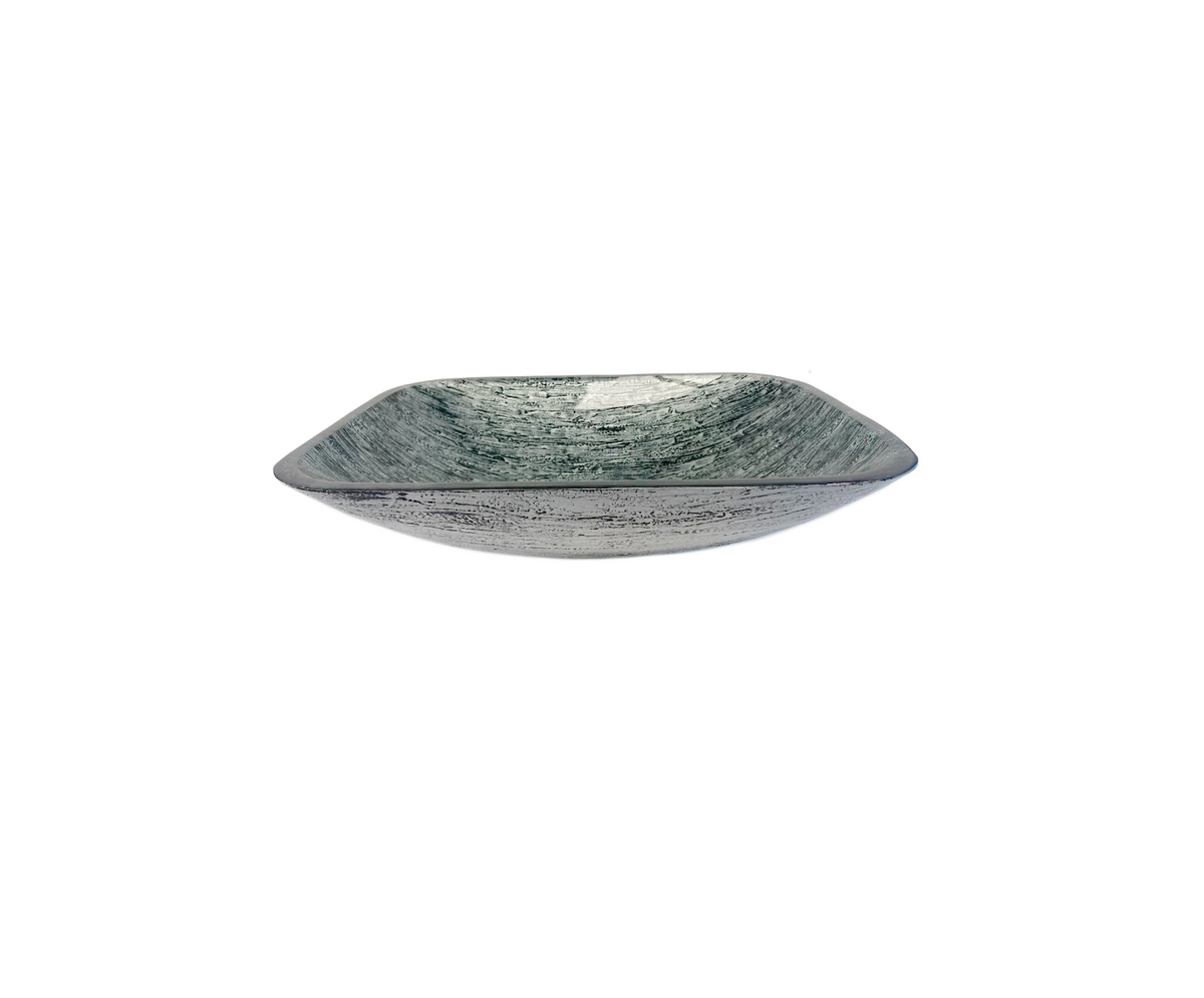 SATURN GREY 485*360*120 Silvery Grey * Black Tapered Rectangle Compact Tempered Glass Countertop Vanity Basin
