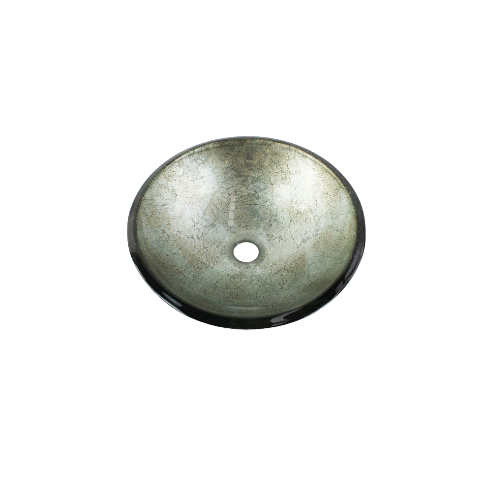 BASTILLE TEXTURED 350*120 Steel * Warm Grey Compact Round Tempered Glass Countertop Vanity Basin