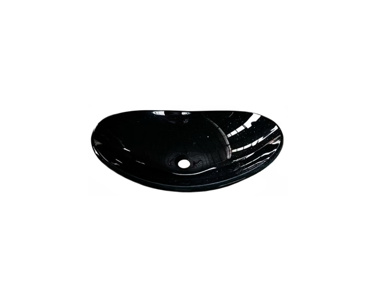 BLACK GALAXY 540*360*165 Tapered Oval Tempered Glass Countertop Vanity Basin