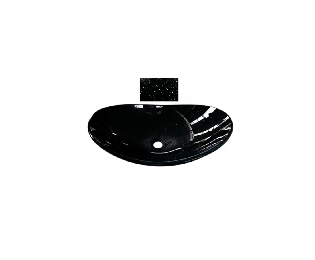 BLACK GALAXY 540*360*165 Tapered Oval Tempered Glass Countertop Vanity Basin