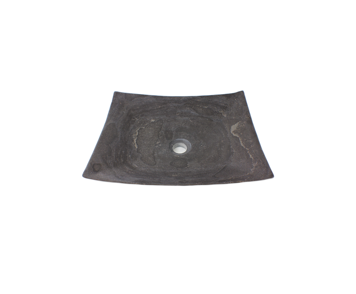 APOLLO CHARCOAL GREY 450*370*130 Rectangle Curve Matte Blue Stone Marble Countertop Vanity Basin