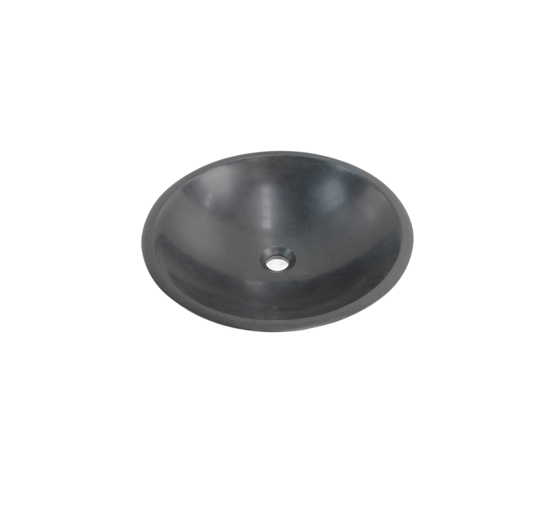 CIRCLA 420*140 Solid Black Marble Round Countertop Vanity Basin