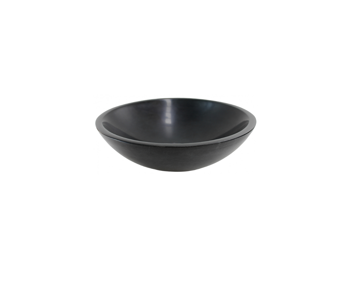 CIRCLA 420*140 Solid Black Marble Round Countertop Vanity Basin