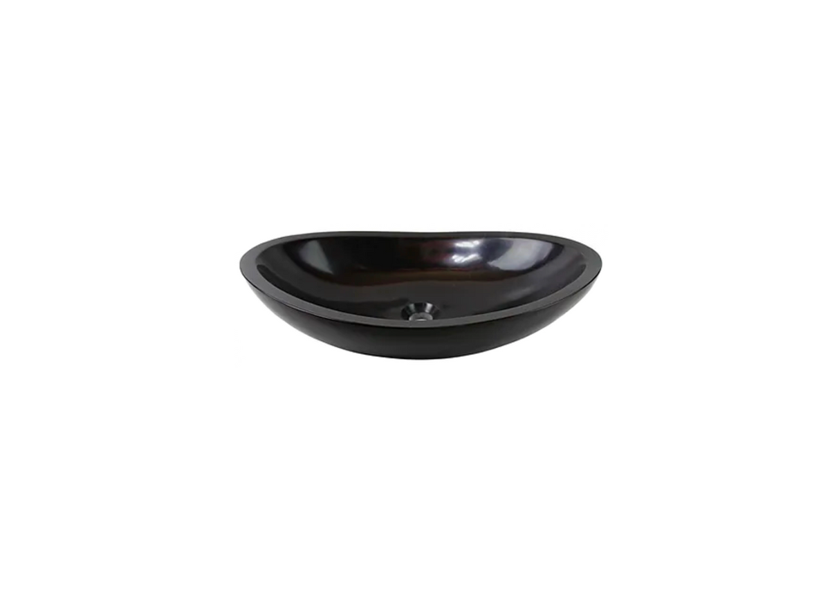 UBER BLACK 600*360*150/120 Black Oval Curve Marble Countertop Vanity Basin