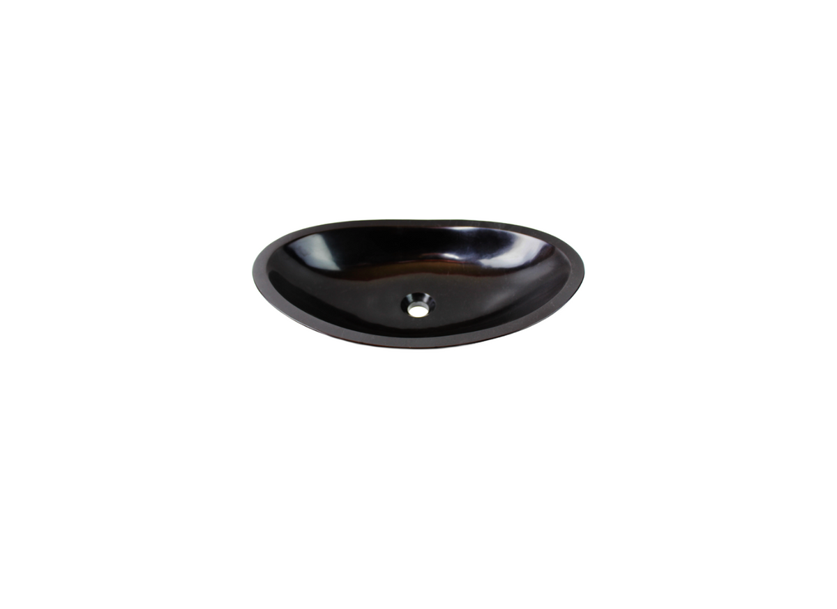 UBER BLACK 600*360*150/120 Black Oval Curve Marble Countertop Vanity Basin
