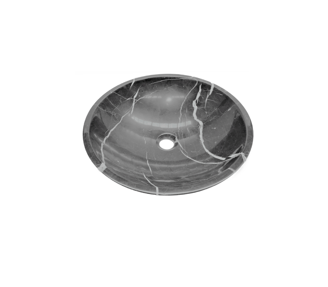 NERO 420*140 Black & White Vein Round Marble Countertop Vanity Basin