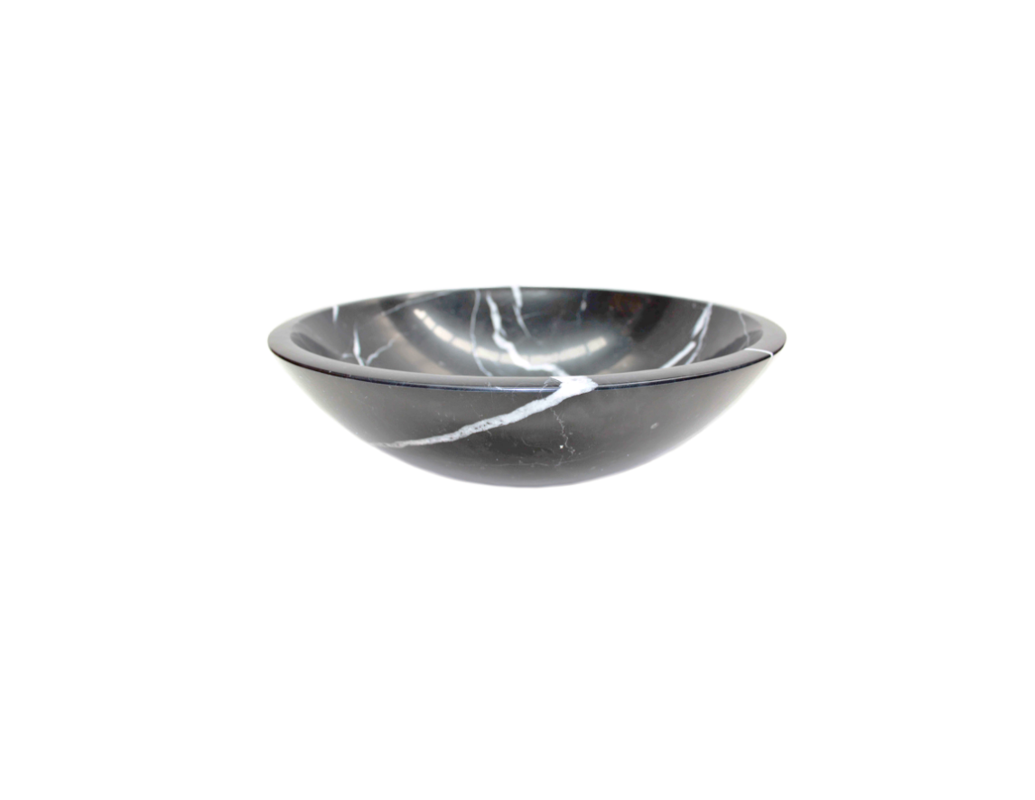 NERO 420*140 Black & White Vein Round Marble Countertop Vanity Basin