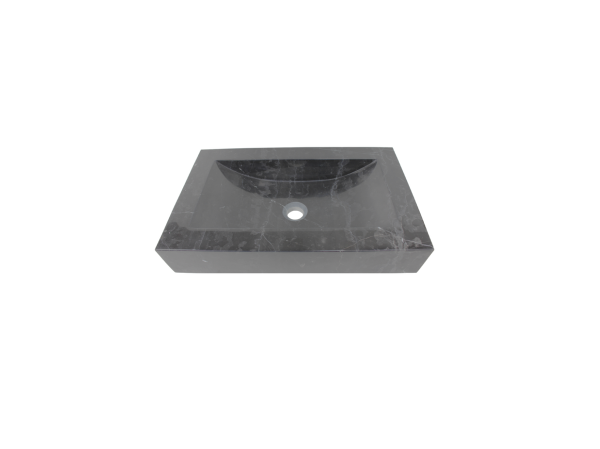 MIROM 590*360*110 Black Vein Marble Rectangle Countertop Vanity Basin