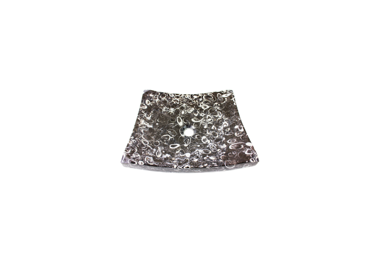 BLACK WHELK 460*405*110/70 Black * White Patterned Vein Tapered Rectangle Low Line Marble Countertop Vanity Basin