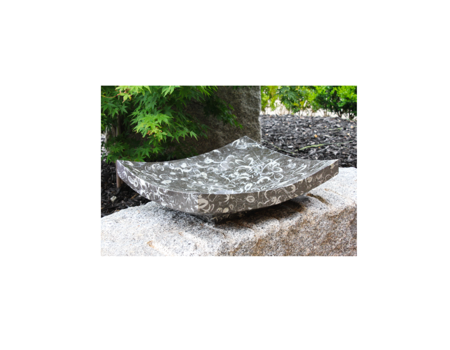 BLACK WHELK 460*405*110/70 Black * White Patterned Vein Tapered Rectangle Low Line Marble Countertop Vanity Basin