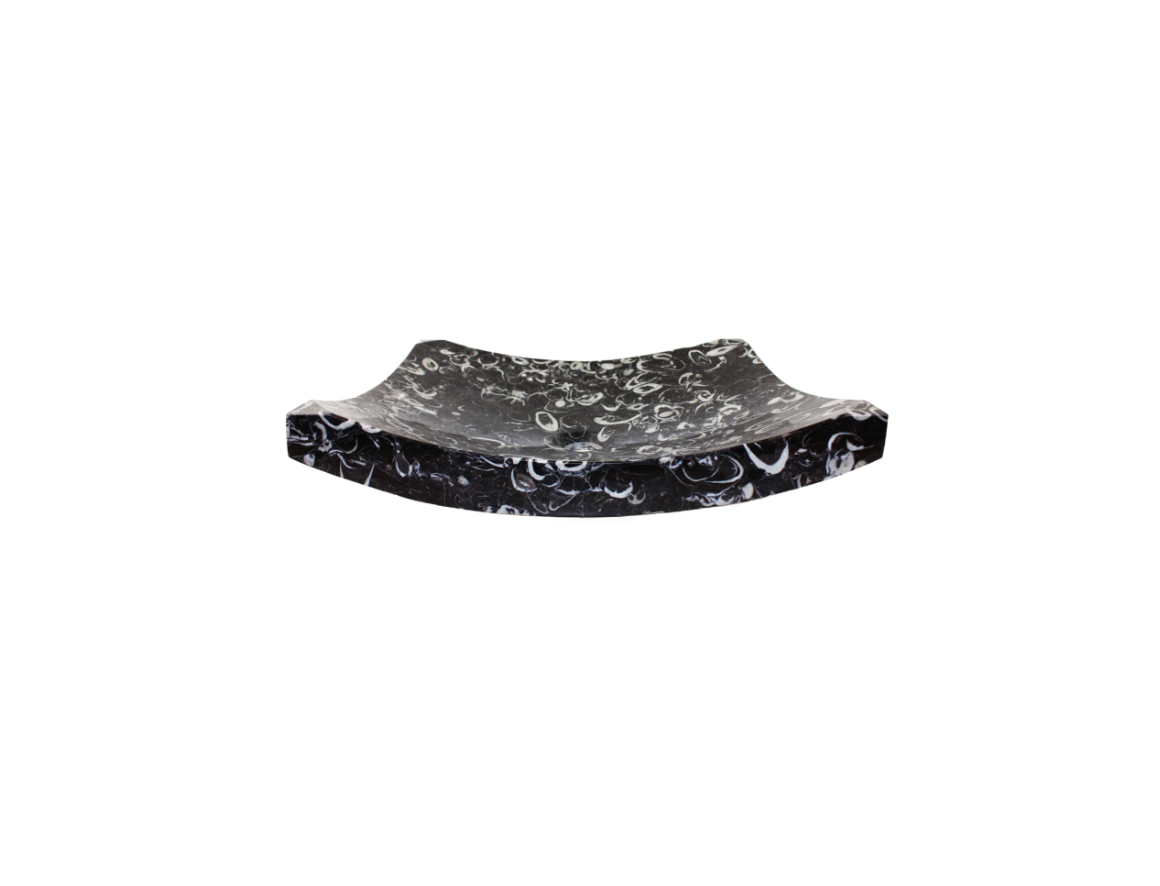 BLACK WHELK 460*405*110/70 Black * White Patterned Vein Tapered Rectangle Low Line Marble Countertop Vanity Basin