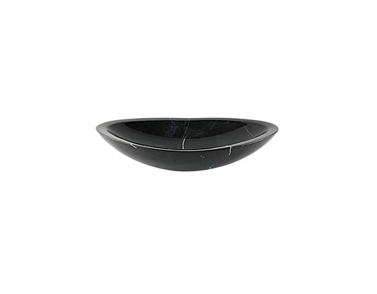 NERO 600*380*120/140 Black & White Vein Tapered Oval Marble Countertop Vanity Basin