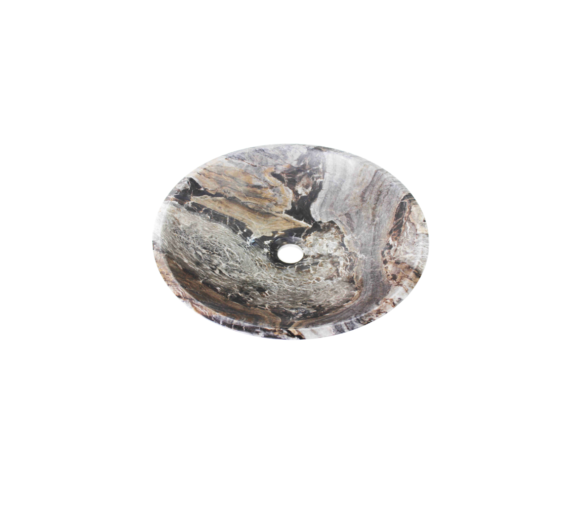 GREY EARTH 400*120 Antique Forest Grey * Black Vein Round Natural Stone Marble Countertop Vanity Basin